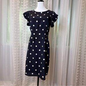 Banana Republic Navy Polka Dot Midi Dress